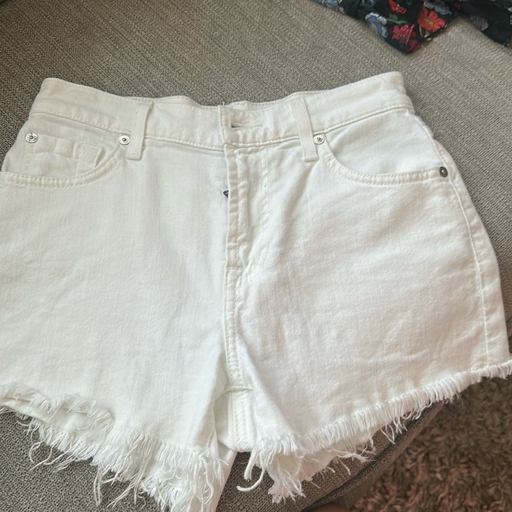 7 For All Man Kind White Denim Short